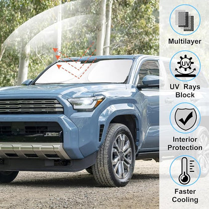 Windshield Sun Shade for 2025 2026 Toyota 4Runner Accessories | Full covered for windshield, Foldable & Durable, Block UV Rays, Reduce Heat, Easy to install, Keep Car Cooler - Image 2