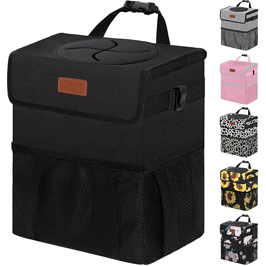Vankor Car Trash Can with Lid Leak Proof Car Accessories for Women | 2.2 Gallon Cute Hanging Car Trash Bin for Men Car Truck Vehicle Sedan SUV Interior Automotive Garbage Cans, Black - Image 8