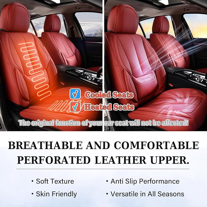 Coverado Car Seat Covers, Seat Covers for Cars, Waterproof Leather Auto Seat Protectors, Leather Car Seat Cushion, Car Interiors Accessories Universal Fit for Most Cars - Image 7