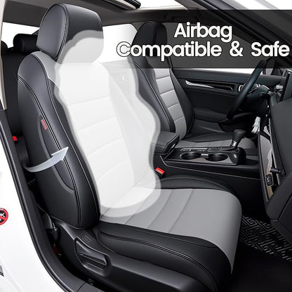HKZ Custom Fit Civic Seat Cover Full Set for Honda Civic 4 Door (Hatchback Sport 2022-2026)&(Hatchback LX 2022-2024) 5-Seats Full Set,Leather Seat Protector(Black+Grey) - Image 5