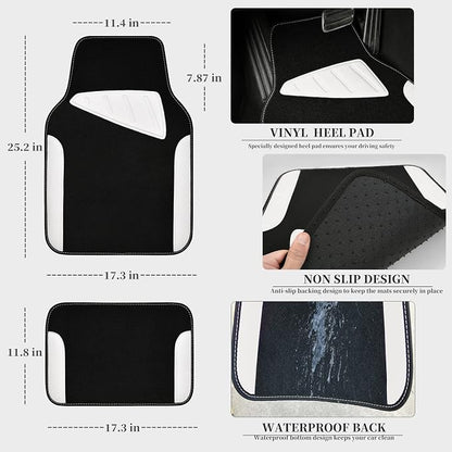 CAR PASS Waterproof Universal Fit Car Floor Mats, Car Mats Fit for SUV,Vans,sedans, Trucks,Set of 4pcs Car Carpet with Driver Heel Pad (White) - Image 2
