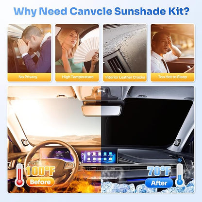 Canvcle Window Shades for 2020-2025 Subaru Outback Accessories Windshield Sun Shade Side Rear Window Covers Sunshade Sun Visor Shield Privacy Protection for Camping Keep Vehicle Cool Black 8PCS - Image 3