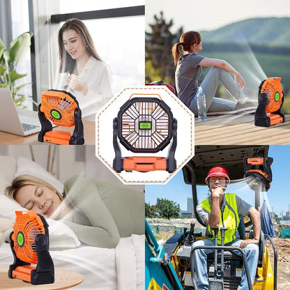 20000mAh Portable Fan Rechargeable Battery Powered Fan Camping Essentials | TDLOL Cordless Rechargeable Battery Operated Camping Fan with Light & Hook,USB Personal Fans Outdoor Beach Tent Travel Desk - Image 7