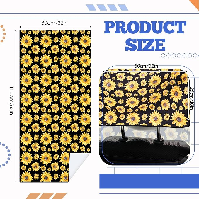 Hahafelt 2 Pack Car Seat Towel Cover with Storage Bag, Sunflower | 63 x 32 in Car Towel Seat Cover Non Slip Waterproof, Gym Workout Swimming Running, Machine Washable Sweat Absorbent Protector - Image 2