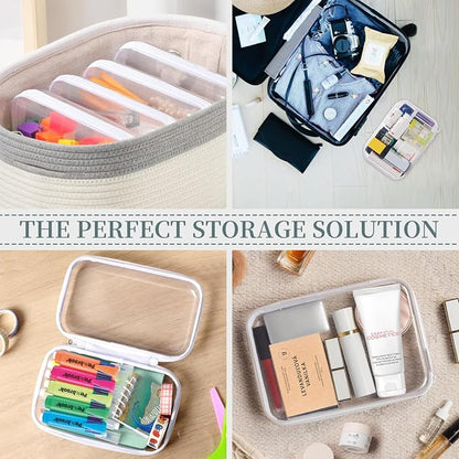 YOPCDJ 3 Pack Clear Hard Shell Zipper Case, Clear Zipper Pouches Waterproof Makeup Organizer & Travel Toiletry Bag, Plastic Pouch for Office, Home Storage, Medium Size - Image 3