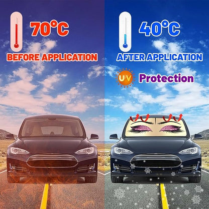 Hello Girl Gorgeous Eyelash Car Windshield Sun Shade Umbrella Automotive Windshield Sunshade Foldable Front Car Accessories Interior Decor to Keep Vehicle Cool for Most Vehicles 57'' X 30'' - Image 5