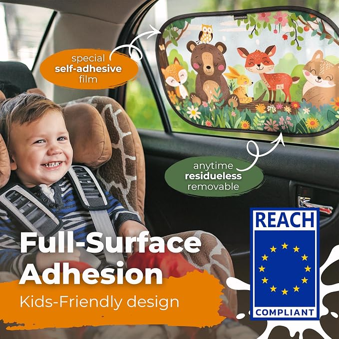 CARAMAZ Car Window Shade for Baby with Certified UV-Protection 2 Pack - 20"x12" - Image 2