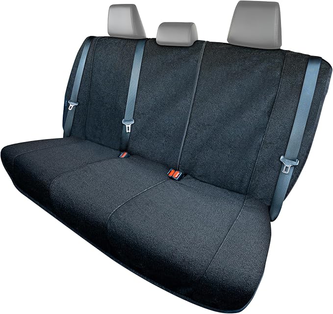 Season Guard Back Seat Towel Seat Cover for Cars; Great for After Gym Workouts, Dogs, and Outdoor Activities; Universal Fit for Cars SUVs Vans Trucks, EZ fit, Non Slip Grip, Black by SeasonGuard