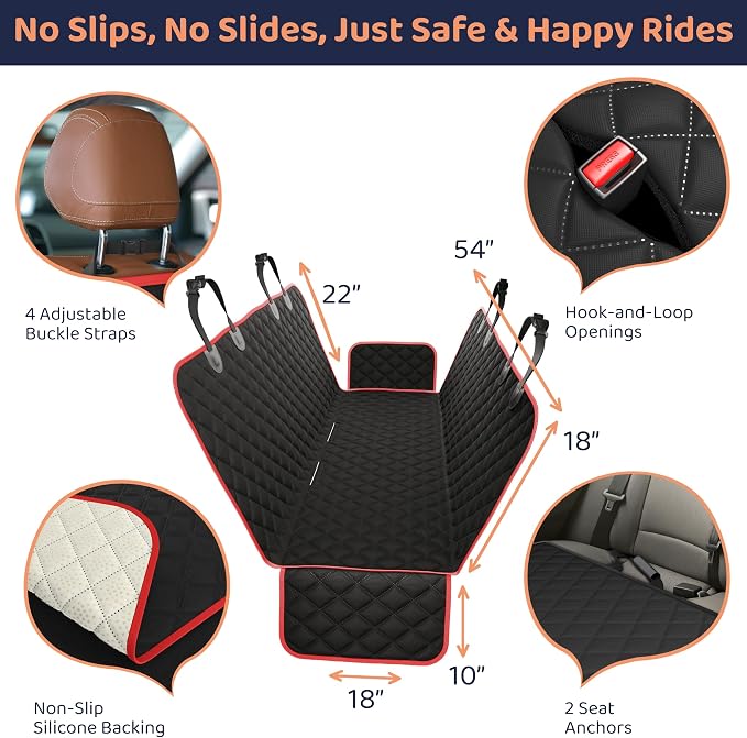 Dog Car Seat Cover for Back Seat, Waterproof Hammock for Car, SUV & Truck, Non-Slip Backseat Cover for Dogs, Heavy-Duty Dog Hammock Style Seat Protector Pets, Easy to Install & Clean - Image 4