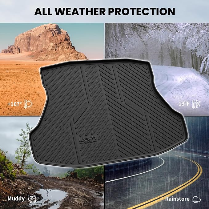 LASFIT Cargo Mat for Acura ILX 2013-2022 Sedan, Rear Trunk Liner | All Weather Premium TPE Trunk Mats, Custom Laser Fit, Raised Edge Design, Full Edge Coverage, Refined Interior Protection - Image 8