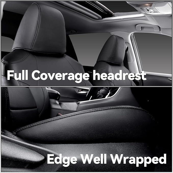 coverdream Leather Seat Covers Full Set for 2014-2019 Toyota Corolla S,SE,S Plus Sedan Seat Cushion,Fully Covered,Luxury Waterproof Car Seat Protector,Fit Like A Glove(Black) - Image 6