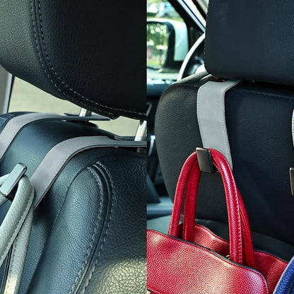 Heavy-Duty Car Headrest Hooks Holds 44lb Suede & Metal Hangers for Bags | Universal Fit for Cars/Suv/Trucks, 2-Pack, Hang Grocery Bag Handbag Purses Coat Water Bottle, Seat Back Organizer，Light Gray - Image 4