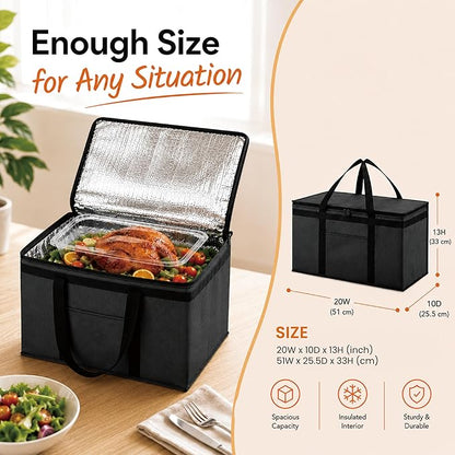 NZ home Insulated Food Bag, Portable Cooler Tote (2XL, Black, 2 Pack) | Large thermal bag, For cold & hot food, Soft sided cooler, Heavy duty carrier, Grocery shopping, Food delivery, Catering bag - Image 5