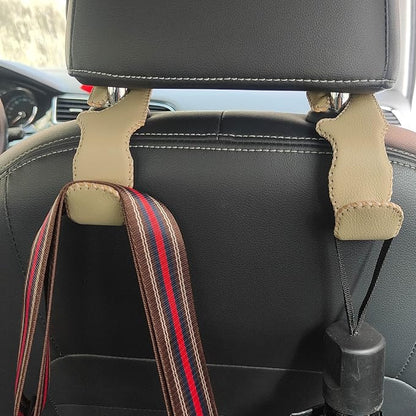 2 Pack Car Headrest Hooks, Microfiber Leather & Alloy Purse Hook Holds 45lb | Durable Alloy Material 360° rotating hooks hold bags, groceries up to 45lb; soft leather protects seats; fits most vehicles - Image 2