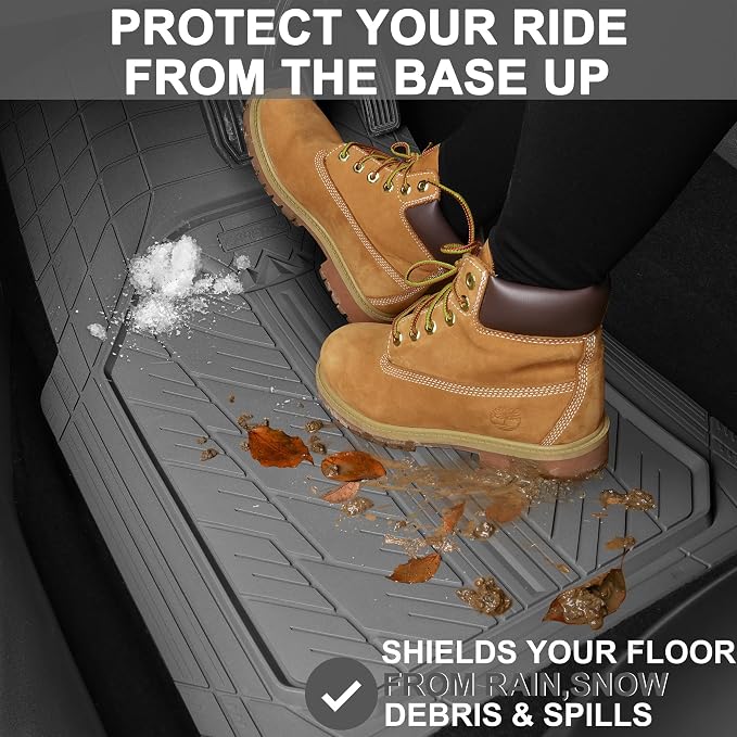 CAR PASS Floor Mats for Cars M-L Size, Heavy Duty Rubber Floor Mats with Trunk Cargo Liner, Universal Trim-to Fit Automotive Floor mats for Truck Van SUV Waterproof All Weather Car Mats All Gray - Image 5