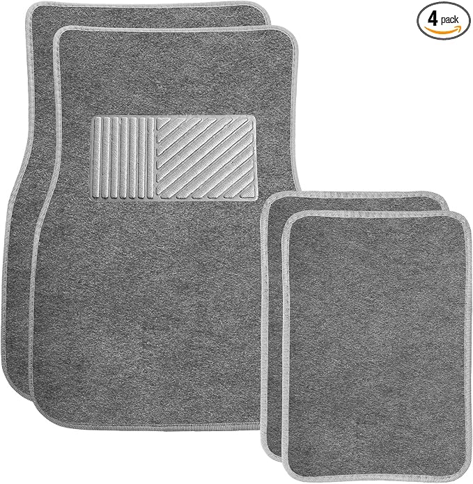 4PCS Car Floor Mats, Waterproof Non-Slip Car Floor Liners with Safety Heel Pad, All-Weather Wear-Resistant Mats Heavy Duty Universal Carpets for Truck SUV Van Sedan (Gray) by Unknown
