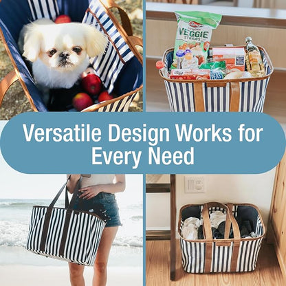 CleverMade Collapsible Tote LUXE, 30L Structured Tote Bag with Handles | Pack It All Without the Floppy-Bag Fight | Steel Rim Stays Open, Soft Grips Carry 30 lb, and Tote Folds to 1.5 Inches - Image 4