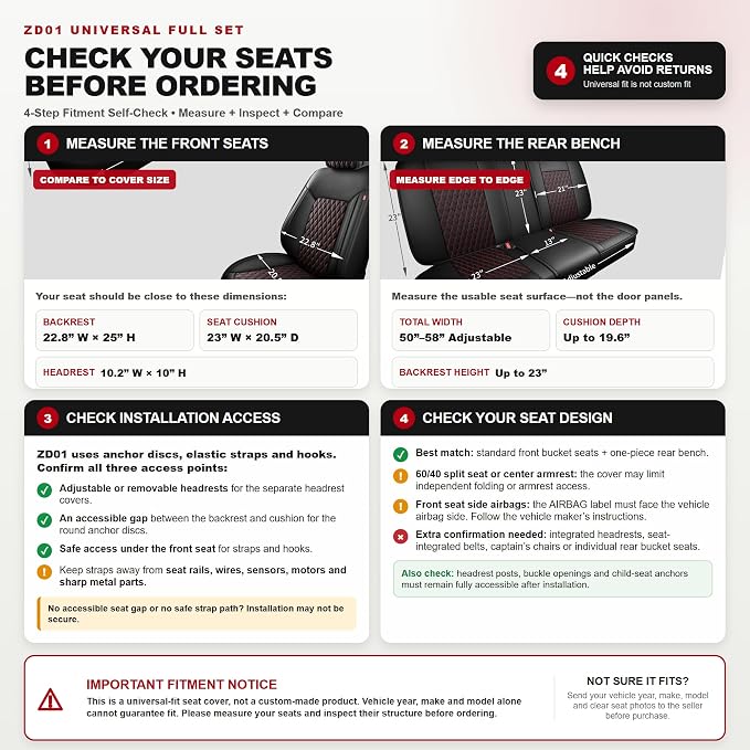 Gray High-Density Nappa Leather Automotive Car Seat Covers Full Set | Univerasal Fit,3D Contoured,Full Coverage,Waterproof,ThickTexture Nappa Leather,for most Suvs Trucks Sedans - Image 4