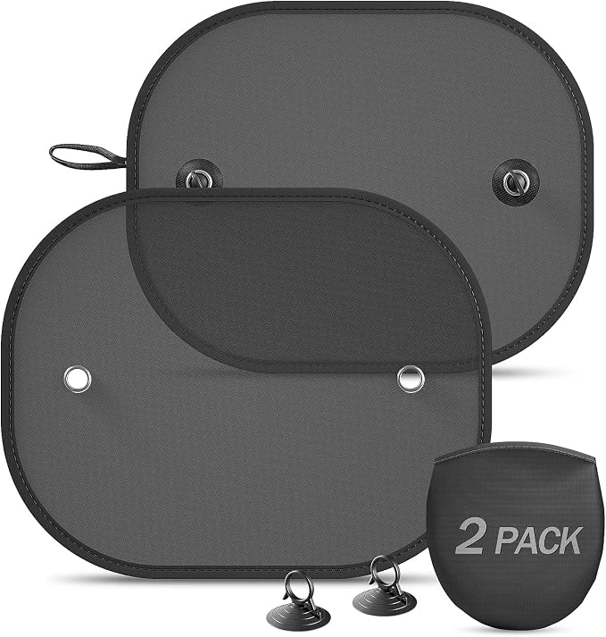 Car Window Shade, 2 Pack Car Sun Shade for Window Baby Suction Cups Sunshade for Side Window Sun and UV Block for Kids/Adults/Pets - 17.3''x14'' Universal Fits by DIZA100
