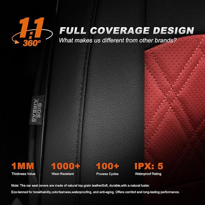 Custom Fit Seat Covers for Honda CRV: 2023 2024 2025 2026 | Front&Rear Full Set Faux Leather Car Seat Cover Waterproof Airbag Compatible(5 Seats,Black&Red) - Image 8