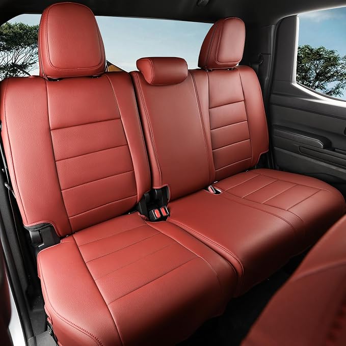 2024 2025 2026 Tacoma Seat Covers Full Set for Toyota Tacoma 4th Gen Double/Crew Cab SR,SR5,TRD Sport,TRD Off-Road,Limited,Fully Covered,Waterproof Leather Car Seat Protector(Wine Red) - Image 3