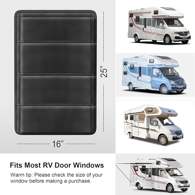 RV Door Window Shade Cover - Magnetic RV Blackout Window Cover with UV Protection and Privacy Features (25 * 16 in) Foldable Magnet Design, Waterproof Fabric (Black, 2 Pack (25"L x 16"W)) - Image 6