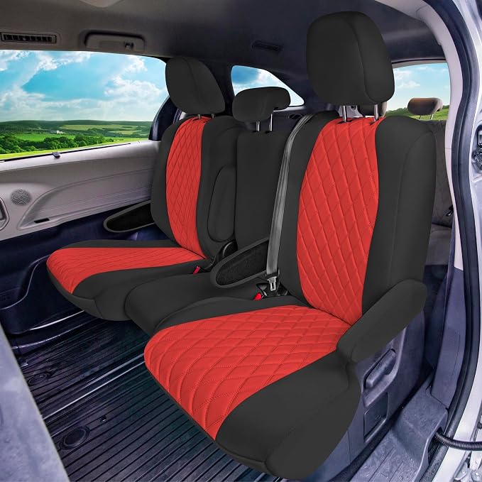 FH Group Custom Fit Car Seat Covers Specifically Made for Toyota Sienna 2011-2020, Car Seat Cover 2nd Row Set, 8 Seater Automotive Seat Covers in Red Neoprene, Waterproof and Washable Seat Covers - Image 3