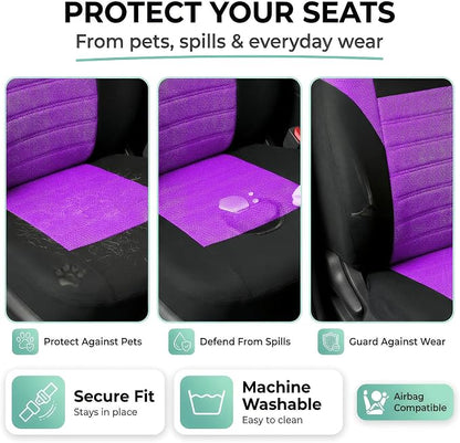 FH Group Automotive Car Seat Covers Front Set Premium 3D Air Mesh Front Seat Covers, Airbag Compatible Universal Fit Interior Accessories for Cars Trucks and SUVs - Purple - Image 5