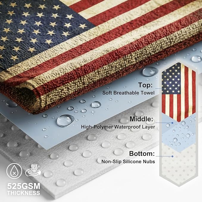 ZIMABLUE 2 Pack American Flag Waterproof Towel Car Seat Covers, Sweatproof Non-Slip Seat Protector, Machine Washable Universal Front Bucket Seat Covers for Cars, SUVs, Gym, Beach, Sports & Pets - Image 4