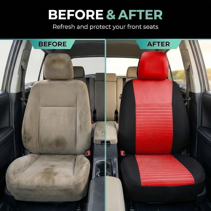 FH Group Car Seat Covers Trendy Elegance Red Full Set Automotive Seat Covers, Airbag and Split Rear Combo Non-Slip Dash Grip Pad Universal Fit Interior Accessories Cars Trucks SUV Car Accessories - Image 9