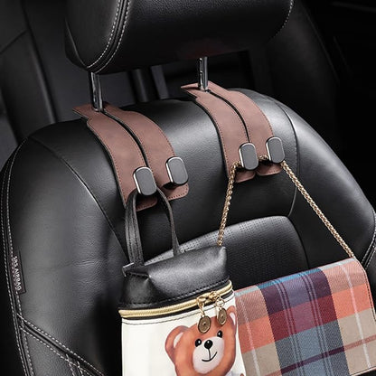 Amelity Car Headrest Hooks, Purse Hook for Car 2 Pack Brown | Universal Car Interior Accessories for Women, Available in 2/4 Pack, Storage Hanger Holds Purses, Backpacks, Grocery Bags - Image 4