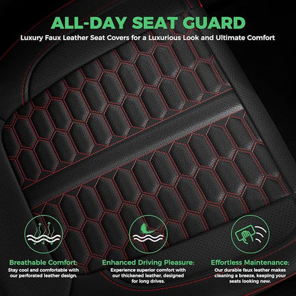 RIDEPOSH Custom Leather Seat Covers for Silverado/Sierra 1500 2014-2018 | Only Crew Cab, Fits 2500/3500HD 2015-2019, Jump Seat Cover(armrest storage only), Protective, Scratch-resistant, Easy-clean - Image 5