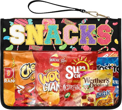 Siwara Snack Bags Clear Pouch Travel Makeup Bag Chenille Letter Bags for Zipper Pouch Clear Cosmetic Bag Clearly Tote Bag Makeup Travel Bags for Women by Siwara