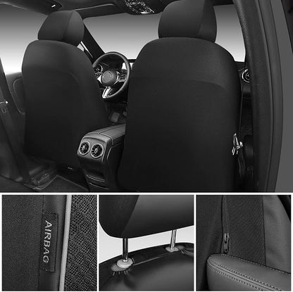 CAR PASS 3D Foam Mesh Leather Car Seat Covers Front Seats, Air Cool Mesh Front Seat Covers for Car, Universal Fit for SUV Truck Sedan Automotive, Armrest Airbag Compatible, Black and Gray - Image 2