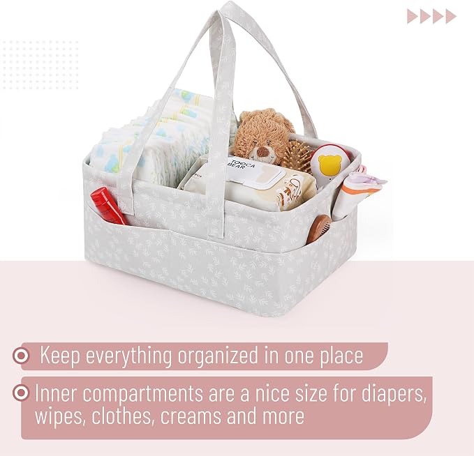 Mr. Pen- Baby Diaper Caddy Organizer, Patterned Gray | Nursery Storage Bin and Car Organizer for Diapers and Baby Wipes - Image 4