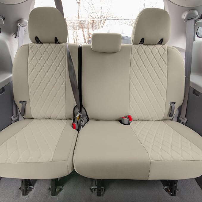 FH Group Custom Fit Car Seat Covers Specifically Made for 2011-2020 Toyota Sienna 7 Seater with Ultraflex Neoprene Water Resistant Automotive Seat Covers - Full Set Solid Beige - Image 5