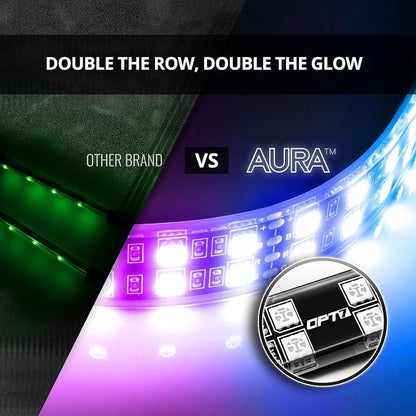 OPT7 Aura DreamColor Double Glow Interior Truck Lights with App & Remote | Ultra Bright Ambient Glow, Chasing Rainbow Effects, Extended Under Dash Lighting, 6PC RGBIC LED Strip, 12V Crew Cab Decor - Image 2