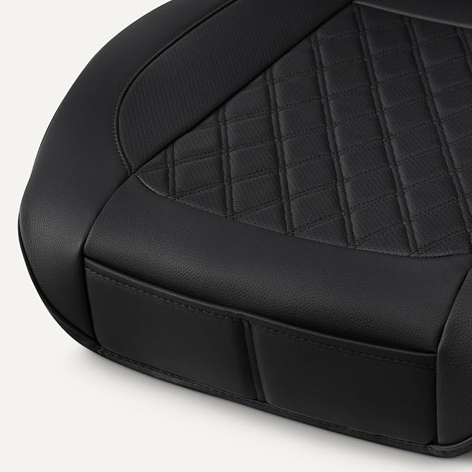 Amazon Basics Front Car Seat Covers, Breathable Faux Leather, Universal Fit, Black, 2-Pack - Image 4