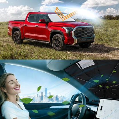 Windshield Sun Shade Umbrella for 2007-2026 Tundra for Toyota | Full covered for windshield, Block UV Rays, Heat Reduction, Easy to install, Durable & Fold Up Small - Image 6