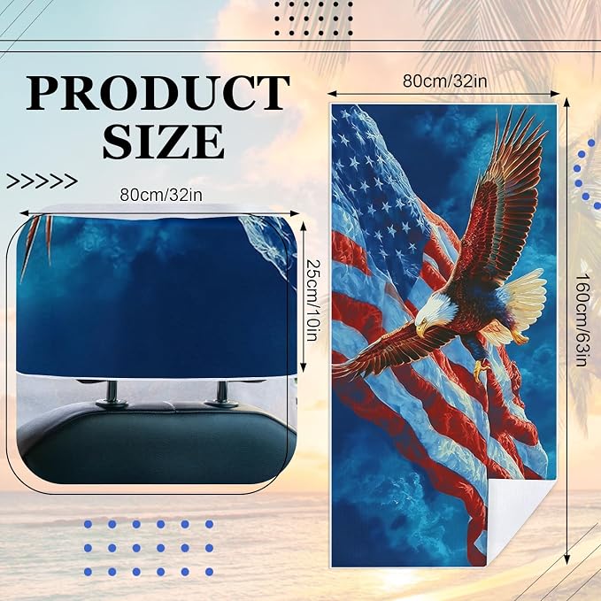 2 Pack Car Towel Seat Covers with Storage Bag, Multifunctional Towel for Gym Outdoor Sport, Picnic, Beach, Pet Dog Travel,Non-Slip Washable Car Seat Protector (Bald Eagle) - Image 5