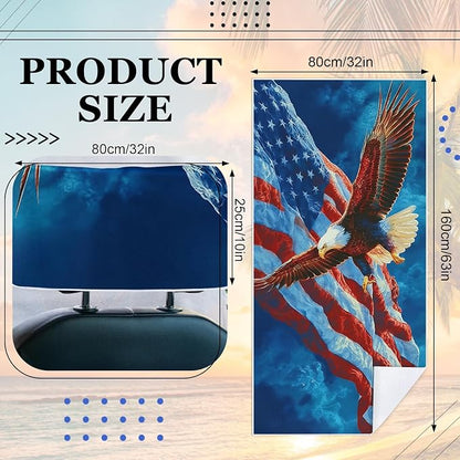 2 Pack Car Towel Seat Covers with Storage Bag, Multifunctional Towel for Gym Outdoor Sport, Picnic, Beach, Pet Dog Travel,Non-Slip Washable Car Seat Protector (Bald Eagle) - Image 5