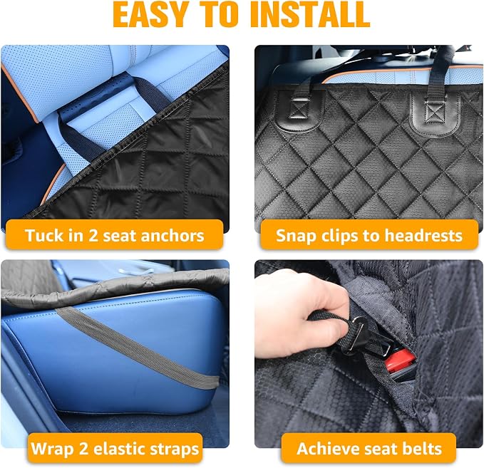 PETICON Dog Car Seat Cover for Back Seat, Rear Bench Seat Cover for Trucks | Waterproof Pet Seat Cover with Side Flaps for F150/Silverado 1500/Ram 1500/Sierra 1500, Velcro Openings for Child Seat Access - Image 5