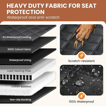 A-Pce 600D Heavy Duty Dog Car Seat Cover for Back Seat, 2026 Upgraded | Hard Bottom Back Seat Extender for Pets- Holds 600lbs, Waterproof Scratch Proof Nonslip Dog Hammock for Cars Trucks and SUVs - Image 3