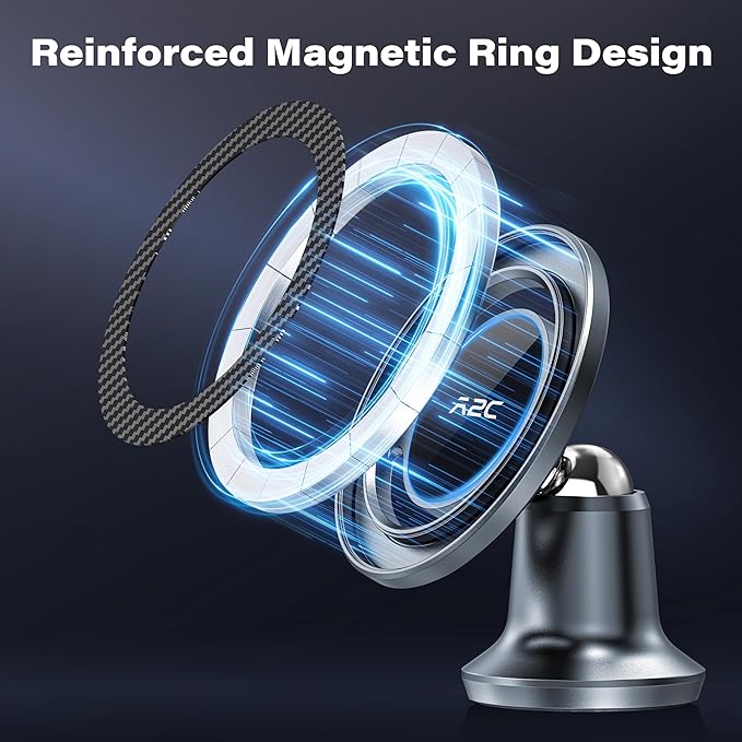 APPS2Car for MagSafe Car Mount, All Metal Magnetic Phone Holder, Gray | One-Piece 360° Rotating Magnet Phone Mount with 3M VHB Adhesive, Compatible with iPhone 17/16/15/14/13/12 & MagSafe Cases - Image 2