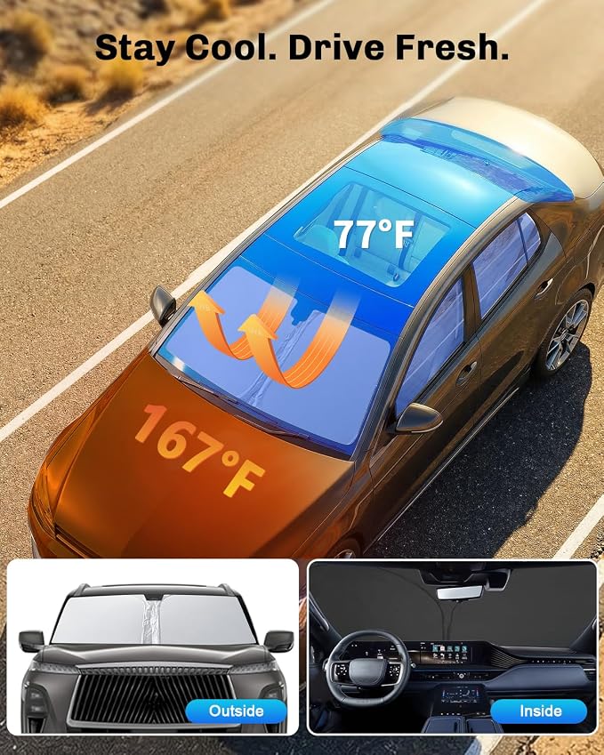 SXCY for 2025 2026 QX80/Armada Windshield Sunshade for 2025 2026 Infiniti QX80/ Nissan Armada Accessories Sunshade Foldable Sun Shield 2026 QX80/Armada Sunshade Sun Protector - Image 5