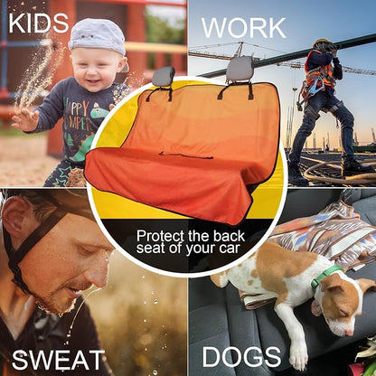 Back Seat Cover for Car Trucks Van SUV Jeep,Waterproof Rear Bench Towel Seat Covers for Dogs and Kids,Automotive Backseat Protector (Orange) - Image 6