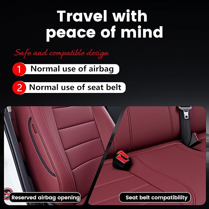 HKZ Custom Fit Civic Seat Cover Full Set for Honda Civic 4 Door Sedan-Only (Sport 2022 2023 2024) & (LX 2022-2025),5-Seats Full Set,Leather Seat Protector(Burgundy) - Image 9