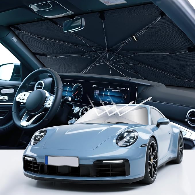 [2026 Upgrade] FLORICH Windshield Sunshade Umbrella Foldable Car Windshield Sun Shade Cover, Car Window Shades Protect Interior from UV Keep Car Cooler Medium(57" L x 33" W) by FLORICH