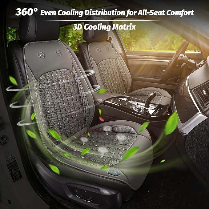 Cooling Car Seat Cover with 2 Powerful Turbo Fans, 12V-24V Ventilated Cooling Car Seat Cushion, 3-Speed Adjustable Breathable Cooling Seat Cover for Car SUV Truck Universal Fit - Image 5