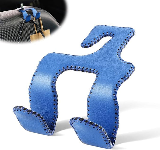 LivTee Upgraded Superior Leather Car Seat Back Headrest Hook, 2 in 1 Auto Seat Hook Hangers Holder Organization Interior Accessories for Purses Coats Umbrellas Grocery Bags Handbag (Blue) by LivTee